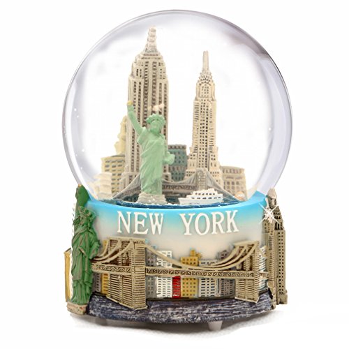 スノーグローブ 雪 置物 Musical New York City Snow Globe with Statue of Liberty, Empire State Buildin