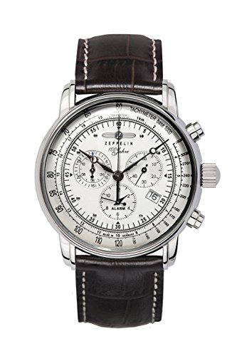 腕時計 ツェッペリン メンズ Zeppelin GRAF Chronograph and Alarm Watch (White)