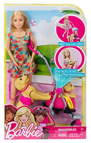 バービー バービー人形 Barbie Stroll ‘n Play Pups Playset with Barbie Doll, 2 Puppies and Pet Strol