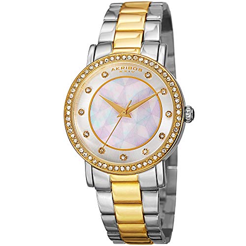 腕時計 アクリボスXXIV レディース Akribos Mother of Pearl Mosaic Dial Watch - Crystal Hour Markers