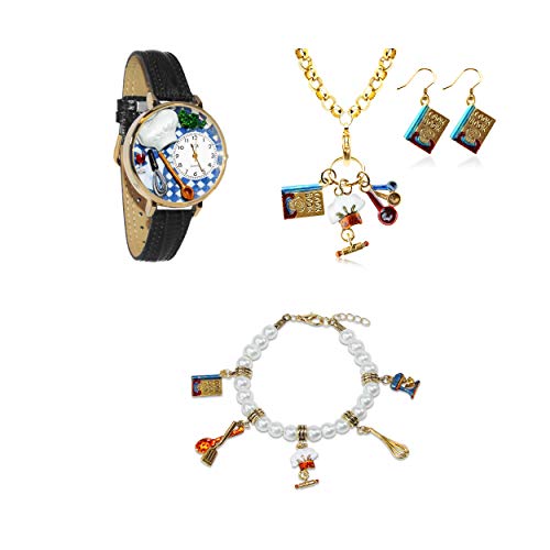 腕時計 気まぐれなかわいい プレゼント Whimisical Gifts Chef Watch & Jewelry Set (4 Pieces, Gol