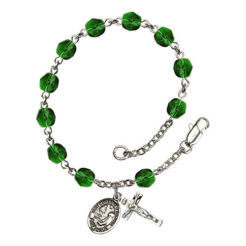Bonyak Jewelry ブレスレット ジュエリー St. Catherine of Bologna Silver Plate Rosary Bracelet 6mm Ma