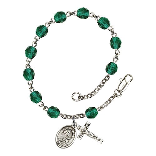 Bonyak Jewelry ブレスレット ジュエリー St. Therese of Lisieux Silver Plate Rosary Bracelet 6mm Dece