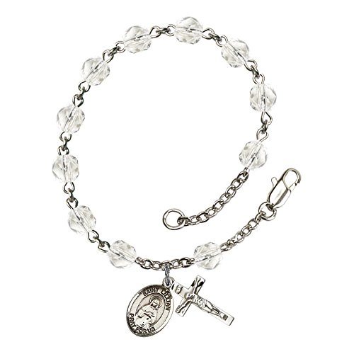 Bonyak Jewelry ブレスレット ジュエリー St. Lillian Silver Plate Rosary Bracelet 6mm April Crystal F