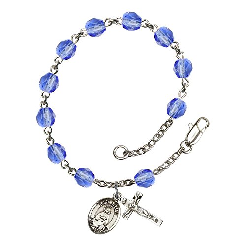 Bonyak Jewelry ブレスレット ジュエリー St. Lillian Silver Plate Rosary Bracelet 6mm September Blue