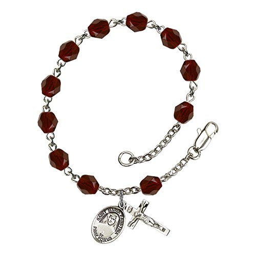 Bonyak Jewelry ブレスレット ジュエリー St. Maria Faustina Silver Plate Rosary Bracelet 6mm January