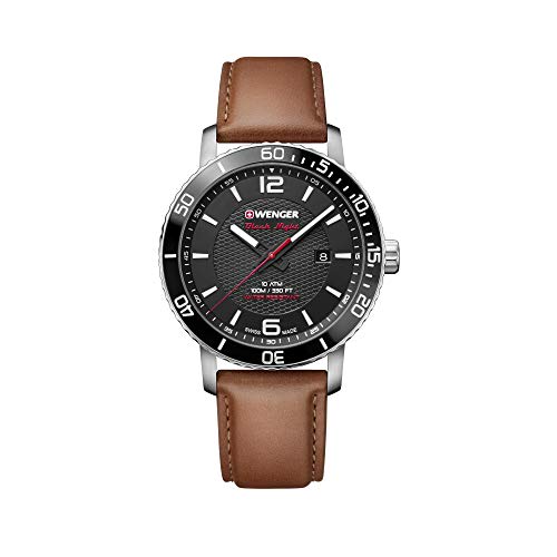 腕時計 ウェンガー スイス Wenger Men's 'Sport' Swiss Quartz Stainless Steel and Leather Casual Watch