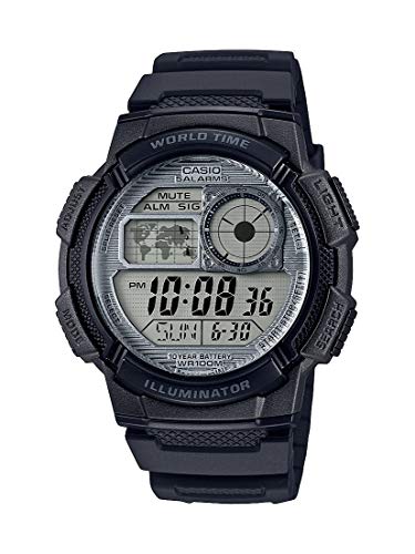 腕時計 カシオ メンズ Casio Men's Quartz Watch with Resin Strap, Black, 19.4 (Model: AE-1000W-7AVCF)