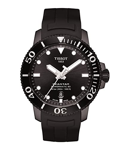 腕時計 ティソ メンズ Tissot mens Seastar 660/1000 Stainless Steel Casual Watch Black T1204073705100