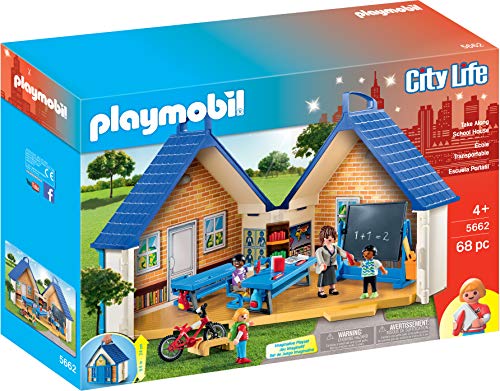 プレイモービル PlayMOBIL 持ち歩き可能な学校の校舎 68ピース 5662 大人1体、子供3体のフィギュア