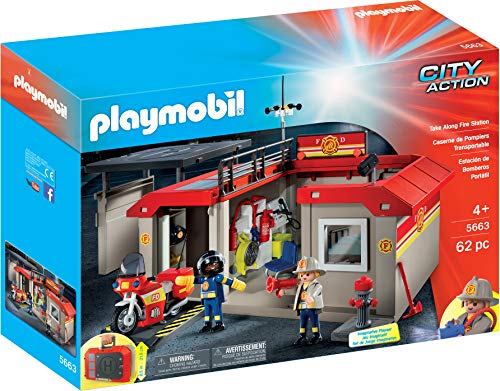 プレイモービル ブロック 組み立て Playmobil Take Along Fire Station Playset