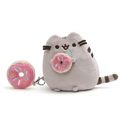 ガンド GUND ぬいぐるみ GUND Pusheen with Donut and Bonus Donut Clip Plush Stuffed Animal Cat, Gray, 6