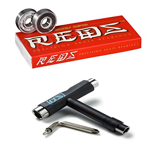 ベアリング スケボー スケートボード Bones Super Reds Bearings with CCS Skateboard Tool (Super R