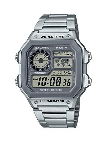 腕時計 カシオ メンズ Casio Men's 10 Year Battery Quartz Watch with Stainless Steel Strap, Silver, 24.