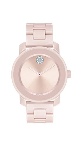 腕時計 モバード レディース Movado Women's Bold Ceramic Watch with a Crystal-Set Dot, Pink/Silver (