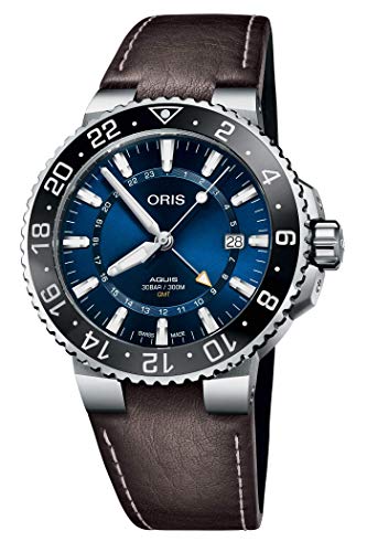 腕時計 オリス メンズ Aquis GMT Date Blue Dial 43.5mm Watch