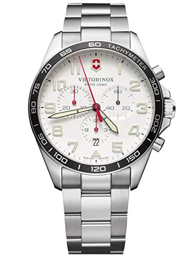 腕時計 ビクトリノックス スイス Victorinox Swiss Army FIELDFORCE Chrono Watch, White (SS Bracelet