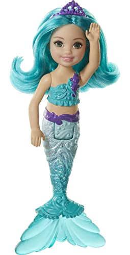 バービー バービー人形 Barbie Dreamtopia Chelsea Mermaid Doll with Teal Hair & Tail, Tiara Accessory,