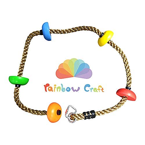 ジャングルジム ブランコ 屋内・屋外遊び Rainbow Craft Colorful Climbing Rope - 6.5ft with 5 K