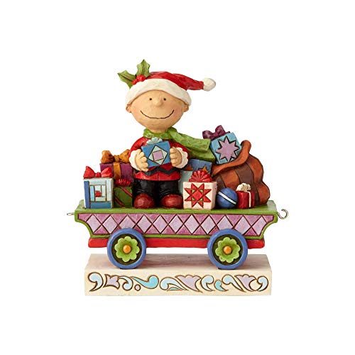 エネスコ Enesco 置物 インテリア Enesco Peanuts by Jim Shore Charlie Brown Christmas Train Figurine,