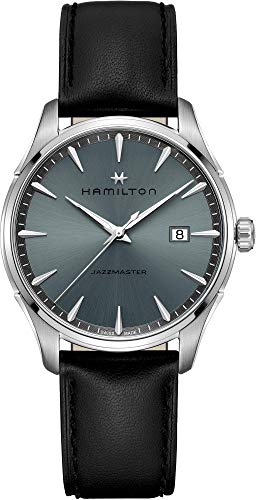 腕時計 ハミルトン メンズ Hamilton Jazzmaster Quartz Grey Dial Black Leather Men's Watch H32451742