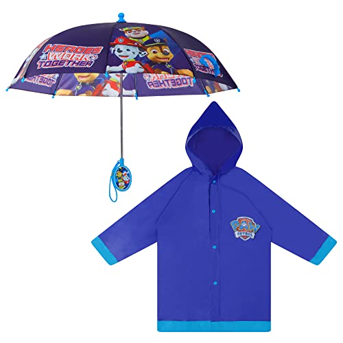 パウパトロール カッパと傘のレインウェアセット 2-3歳用 スナップボタン ダークブルー 傘サイ