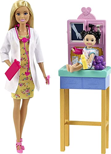 バービー バービー人形 Barbie Careers Doll & Playset, Pediatrician Theme with Blonde Fashion Doll, 1