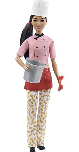 バービー バービー人形 Barbie Pasta Chef Brunette Doll (12-in) with Colorful Chef Top, Macaroni Print