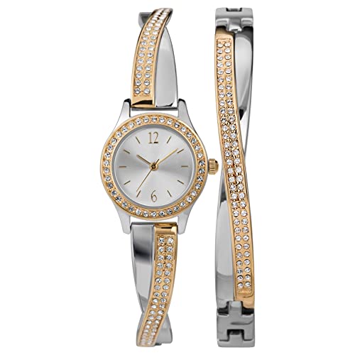 腕時計 タイメックス レディース Timex Women's Dress Crystal 23mm Watch & Bracelet Gift Set ? Tw