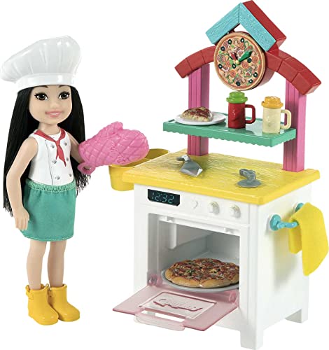 バービー バービー人形 Barbie Chelsea Can Be Pizza Chef Playset with Brunette Chelsea Doll (6-in), Pi