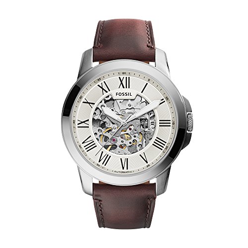 腕時計 フォッシル メンズ Fossil Men's Grant Automatic Stainless Steel and Leather Three-Hand Watch,