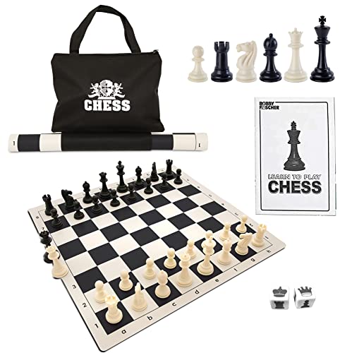 ボードゲーム 英語 アメリカ Tournament Chess Set - Plastic Chess Pieces and Black Roll-Up Vinyl Che