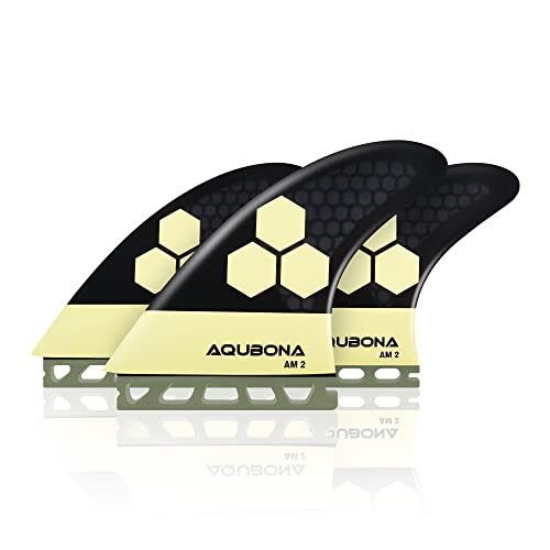 サーフィン フィン マリンスポーツ AQUBONA Single Tab II AM2 Tri Fin Set Surfboard Fins Fiberglas