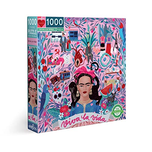 ジグソーパズル 海外製 アメリカ eeBoo: Piece and Love Viva la Vida Frida Kahlo 1000 Piece Square