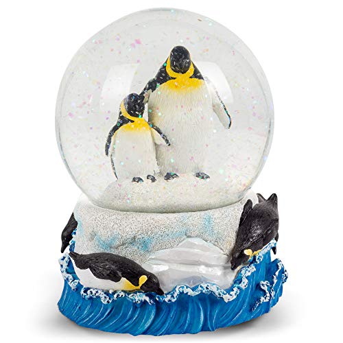 スノーグローブ 雪 置物 Elanze Designs Playful Penguins Family Mother Daughter Winter Snow Ocean Tabl