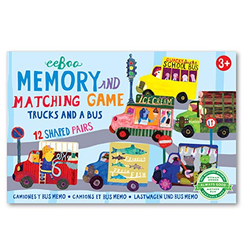 ボードゲーム 英語 アメリカ eeBoo: Trucks and a Bus Little Memory Matching Game, Developmental and