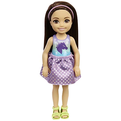 バービー バービー人形 Barbie Chelsea Doll, Small Doll with Long Straight Black Hair & Brown Eyes in