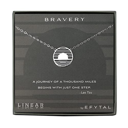 EFYTAL アクセサリー ブランド EFYTAL Inspirational Gifts, 925 Sterling Silver Bravery Linear Necklace