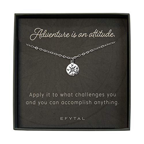 EFYTAL アクセサリー ブランド EFYTAL Inspirational Gifts, 925 Sterling Silver Compass Necklace for Be