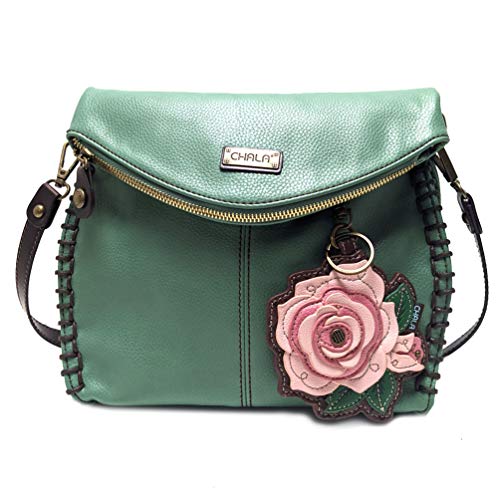 chala バッグ パッチ Chala Charming Teal Crossbody Bag With Flap Top and Zipper or Shoulder Handbag (Coin