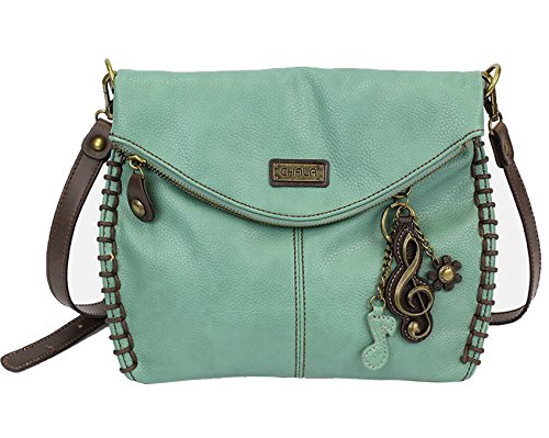 chala バッグ パッチ Chala Charming Teal Crossbody Bag With Flap Top and Zipper or Shoulder Handbag - Cle