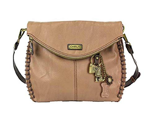 chala バッグ パッチ Chala Charming Crossbody Bag with Zipper Flap Top and Metal Chain - Light Brown - Do