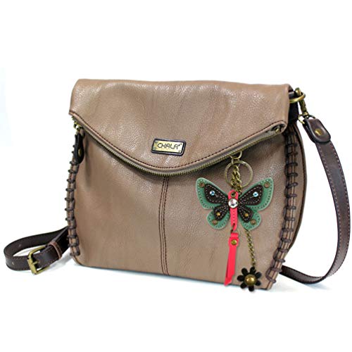 chala バッグ パッチ CHALA Charming Crossbody Mid Size Handbag with Mini Butterfly/Dragonfly Key fob (Bro