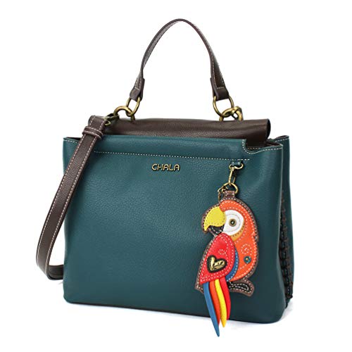chala バッグ パッチ CHALA Charming Satchel with Adjustable Strap - Red Parrot - Turquoise
