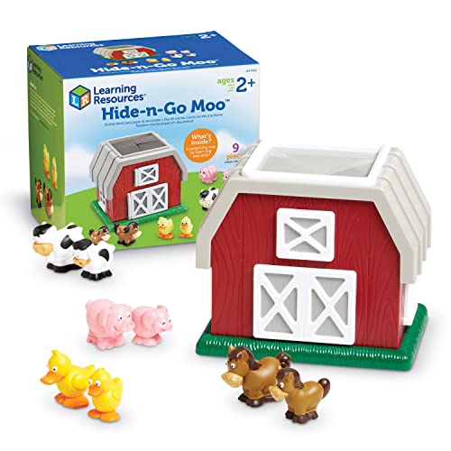 知育玩具 パズル ブロック Learning Resources Hide-N-Go Moo, Farm Animal Toy, Barn Toys for Toddlers,
