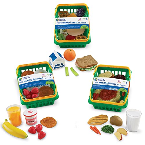 知育玩具 パズル ブロック Learning Resources Pretend & Play Healthy Foods Set, 3 Baskets of Plastic