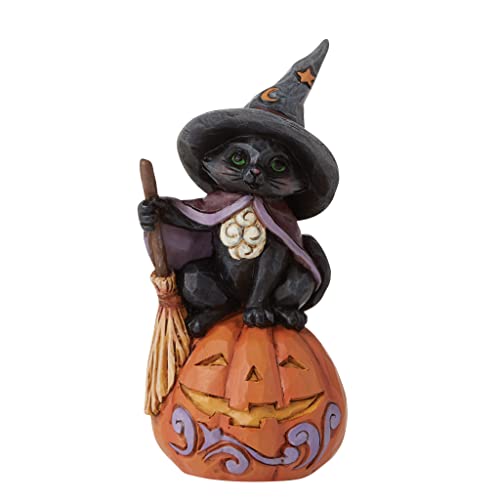 エネスコ Enesco 置物 インテリア Enesco Jim Shore Heartwood Creek Black Cat on Pumpkin Miniature Fig