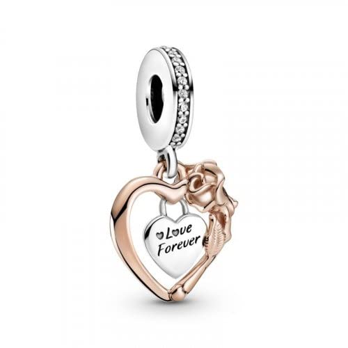パンドラ ブレスレット チャーム Pandora Heart & Rose Flower Dangle Charm Bracelet Charm Moments B