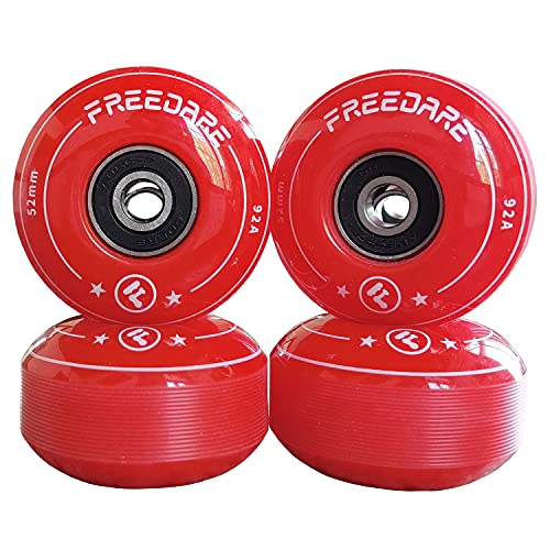ウィール タイヤ スケボー FREEDARE Skateboard Wheels 52mm and Bearings, Spacers Installed 90A Wheels