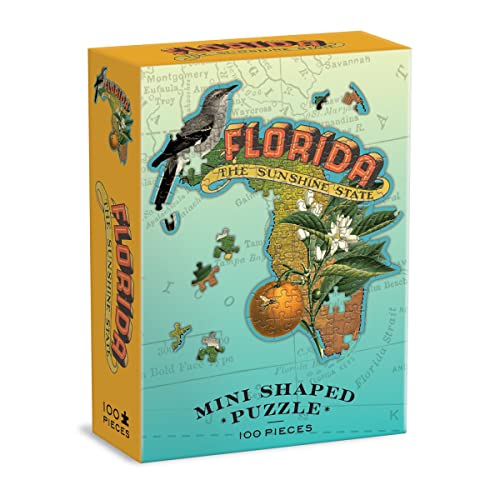 ジグソーパズル 海外製 アメリカ Galison Wendy Gold Florida Shaped Mini Puzzle, 100 Pieces, 8